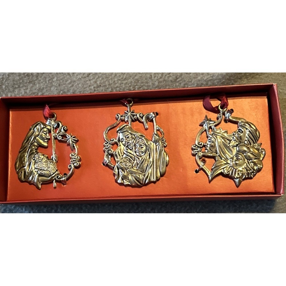 Gorham Nativity Silverplated Ornaments‎ Christmas Baby Jesus Set Of 3